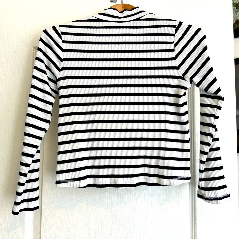 Christy Dawn Black and White Striped Long Sleeve Tee - Picture 3 of 9